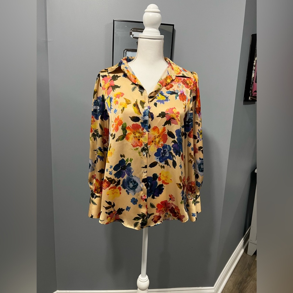 PRE-OWNED ZARA FLORAL PRINT SHIRT SIZE SMALL